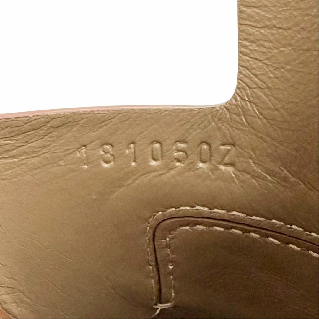 Great HERMES Mule H logo cut leather heel sandals Brown Women 35.5 181050Z