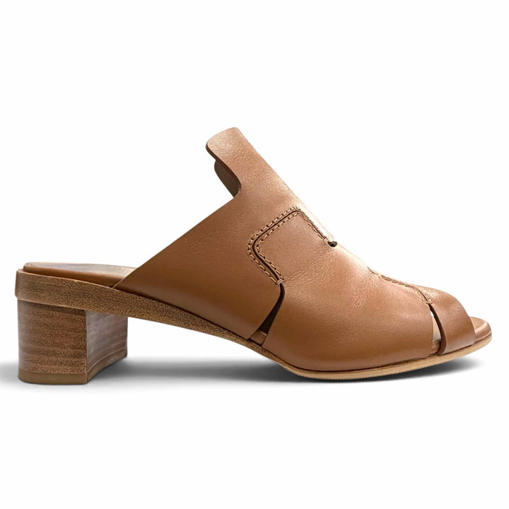 Great HERMES Mule H logo cut leather heel sandals Brown Women 35.5 181050Z
