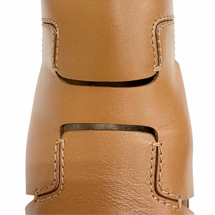 Great HERMES Mule H logo cut leather heel sandals Brown Women 35.5 181050Z