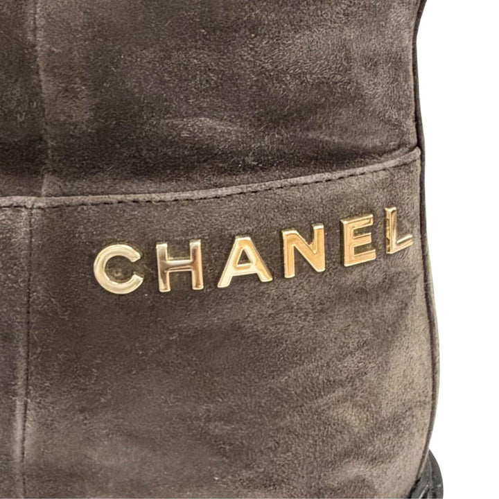 Great CHANEL short boots COCO Mark Logo Suede Leather Ankle Boots 36 G36749