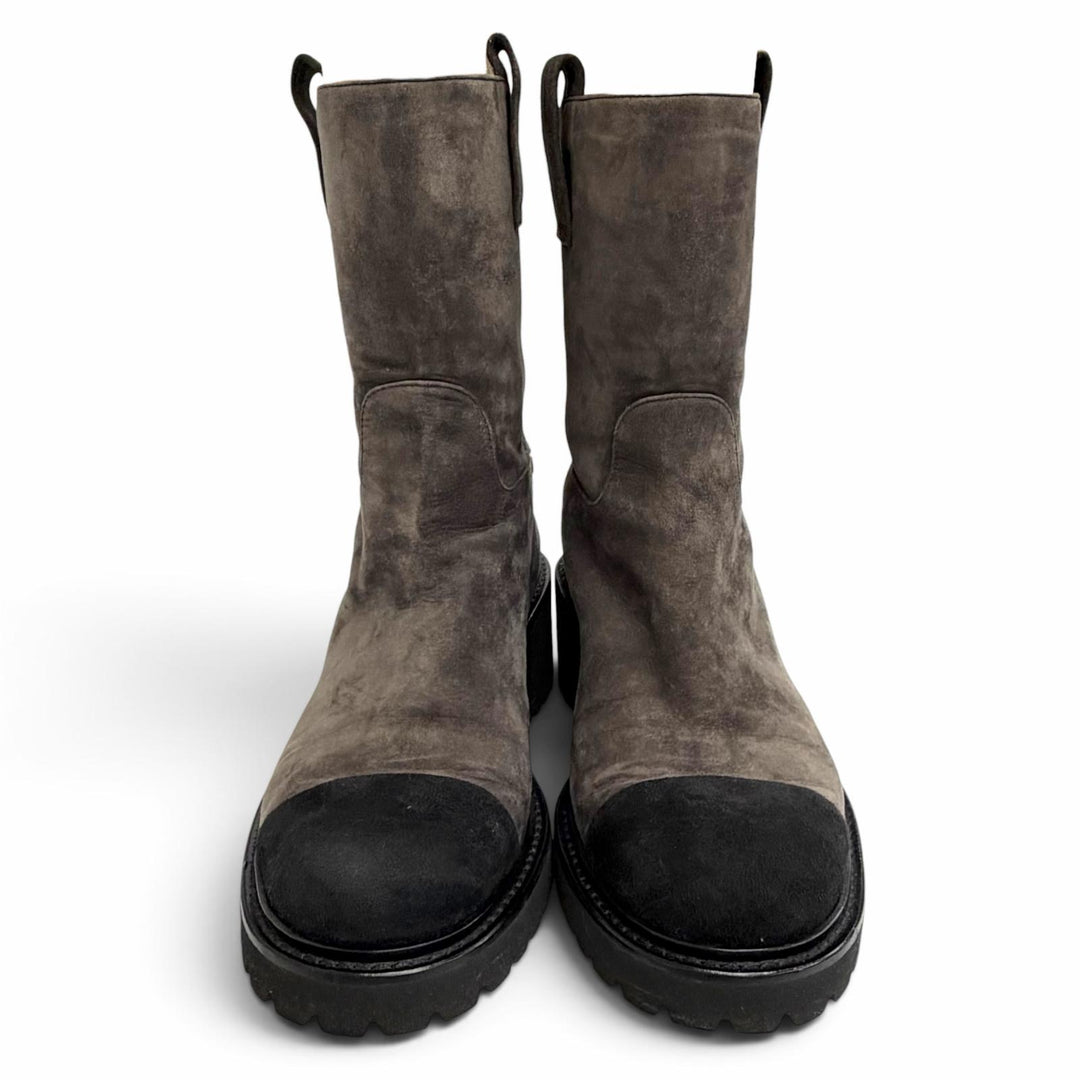 Great CHANEL short boots COCO Mark Logo Suede Leather Ankle Boots 36 G36749