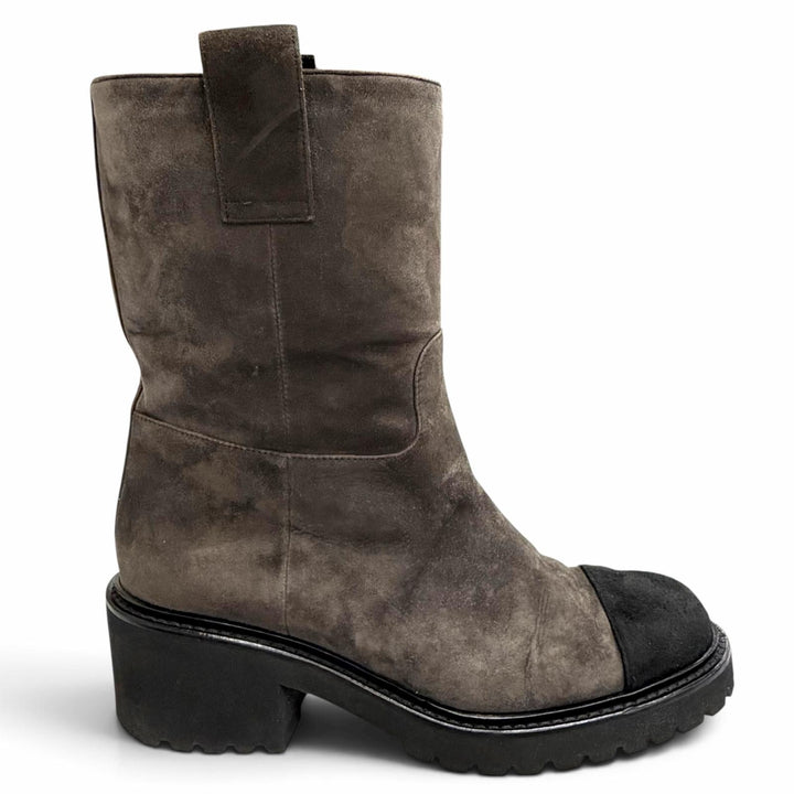 Great CHANEL short boots COCO Mark Logo Suede Leather Ankle Boots 36 G36749