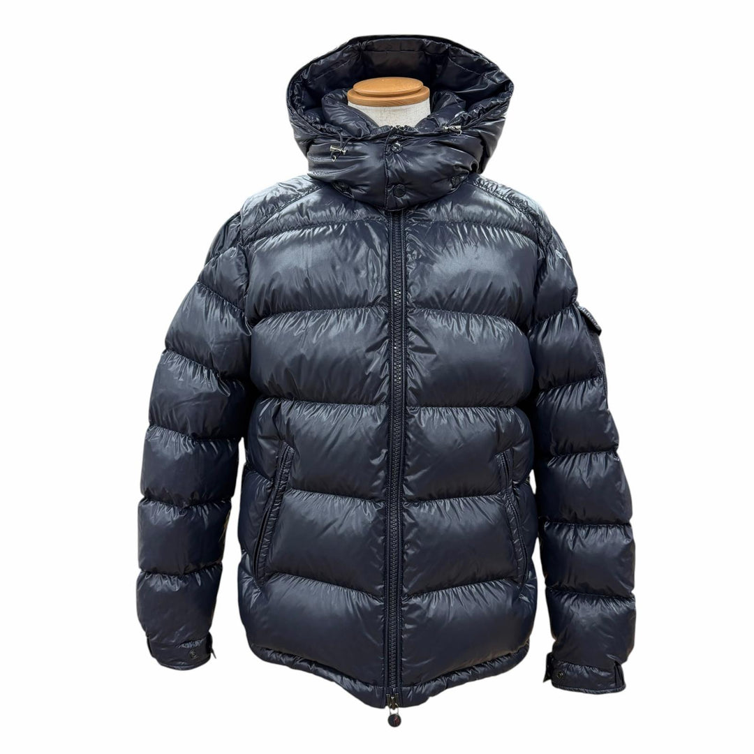 Great MONCLER Down jacket MAYA Logo patch and hood ZIP UP Navy Nylon mens 4