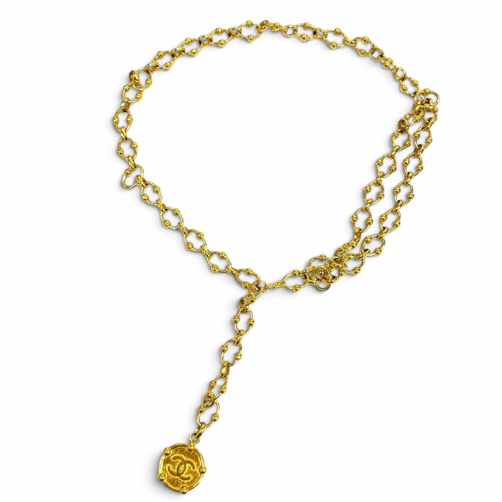 Great CHANEL belt COCO Mark Chain gold Women 23