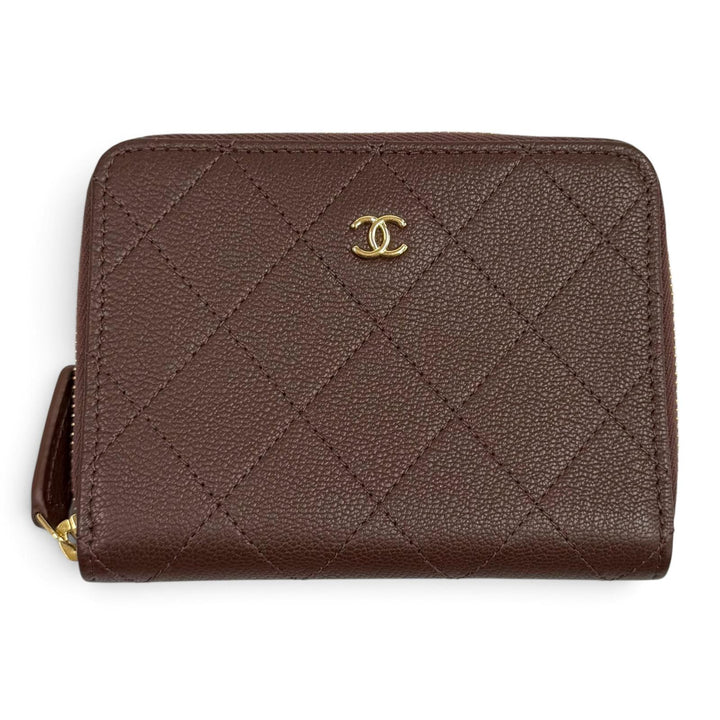 Excellent CHANEL Bifold Wallet Brown Goatskin Women AP4918