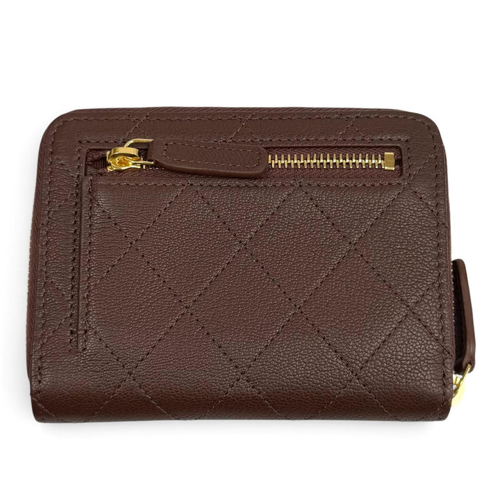 Excellent CHANEL Bifold Wallet Brown Goatskin Women AP4918