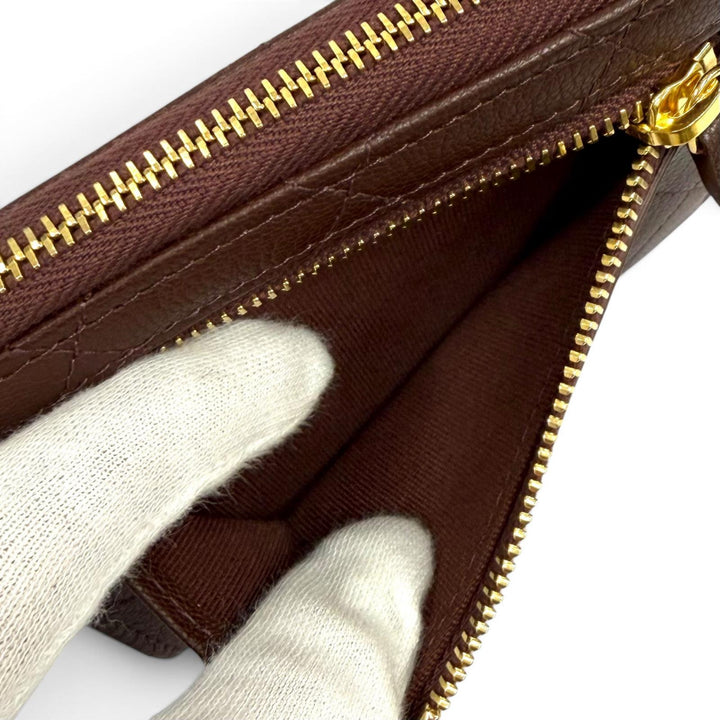 Excellent CHANEL Bifold Wallet Brown Goatskin Women AP4918