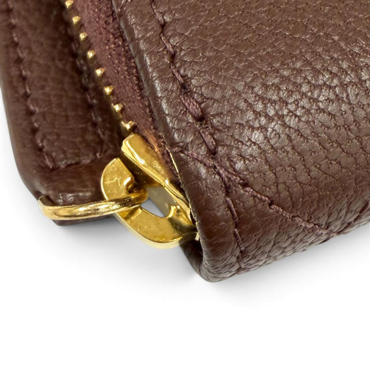 Excellent CHANEL Bifold Wallet Brown Goatskin Women AP4918