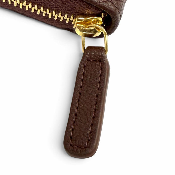 Excellent CHANEL Bifold Wallet Brown Goatskin Women AP4918