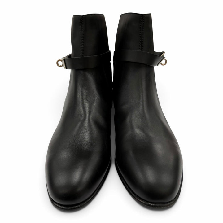Pristine HERMES short boots Neo Kelly Buckle Leather black leather Women 37