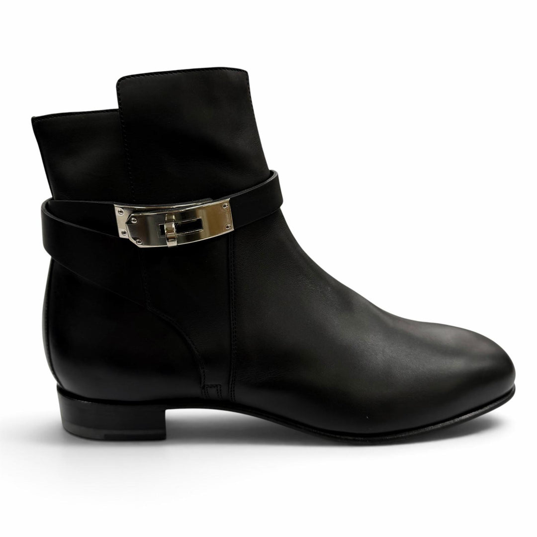 Pristine HERMES short boots Neo Kelly Buckle Leather black leather Women 37