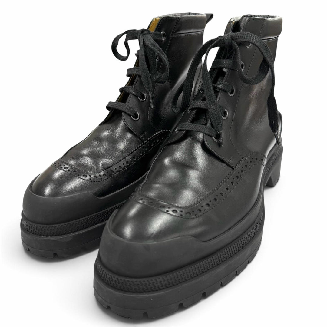 Great HERMES boots BOTTILLONS U-tip lace-up black leather mens 40