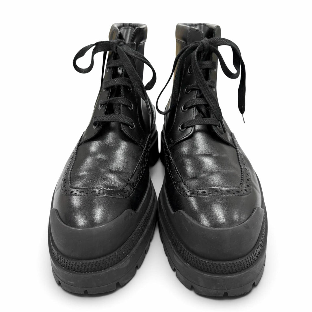 Great HERMES boots BOTTILLONS U-tip lace-up black leather mens 40