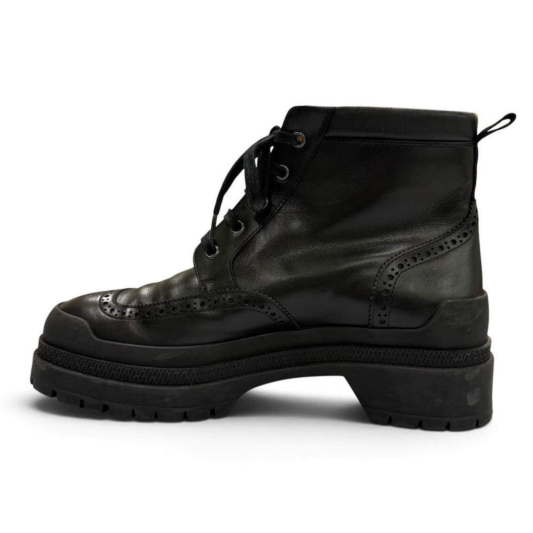 Great HERMES boots BOTTILLONS U-tip lace-up black leather mens 40