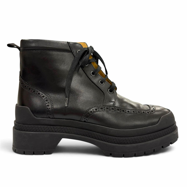 Great HERMES boots BOTTILLONS U-tip lace-up black leather mens 40