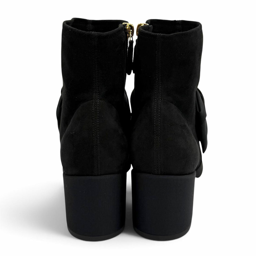 Excellent CHANEL short boots black Suede leather Women 37 G45310