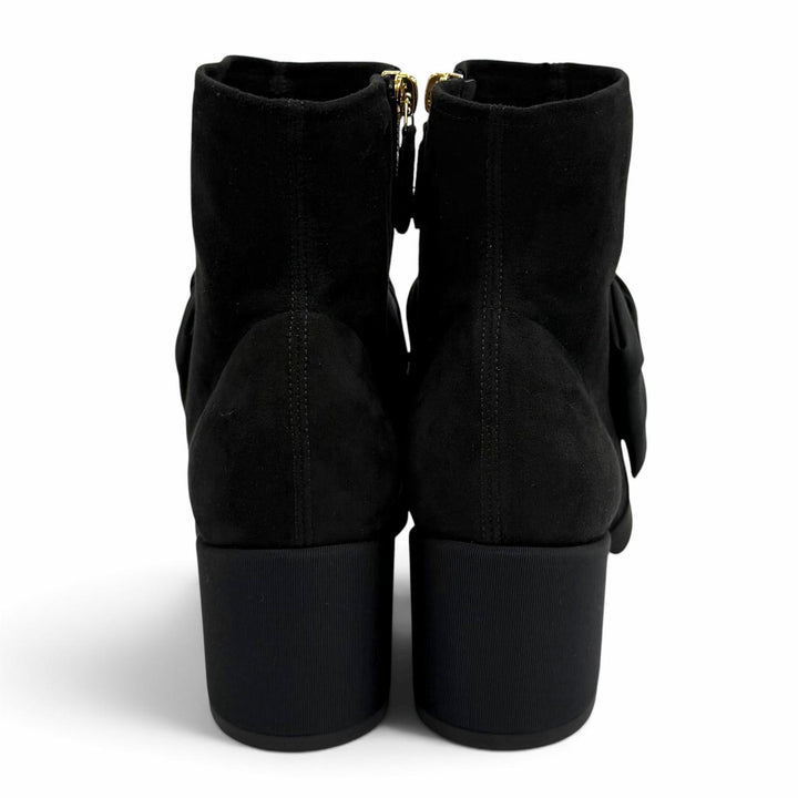 Excellent CHANEL short boots black Suede leather Women 37 G45310