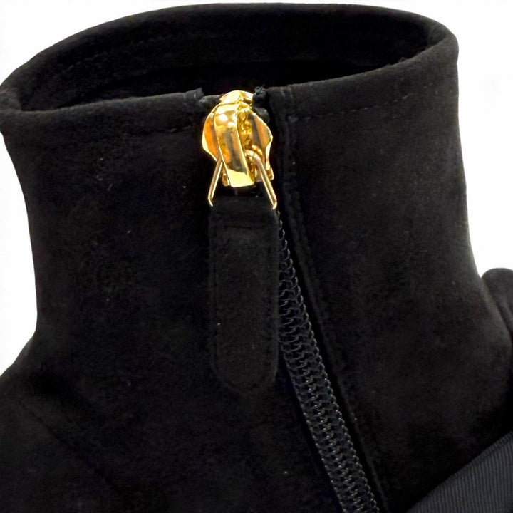 Excellent CHANEL short boots black Suede leather Women 37 G45310