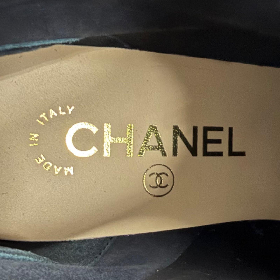 Excellent CHANEL short boots black Suede leather Women 37 G45310