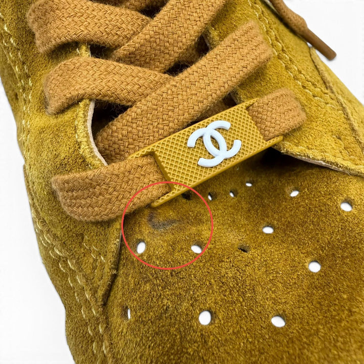 Excellent CHANEL Low cut sneakers COCO Mark logo suede leather Brown 38 G39225