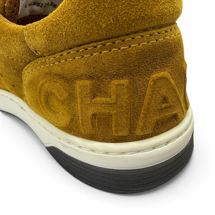 Excellent CHANEL Low cut sneakers COCO Mark logo suede leather Brown 38 G39225