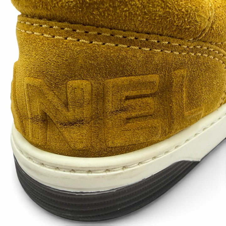 Excellent CHANEL Low cut sneakers COCO Mark logo suede leather Brown 38 G39225