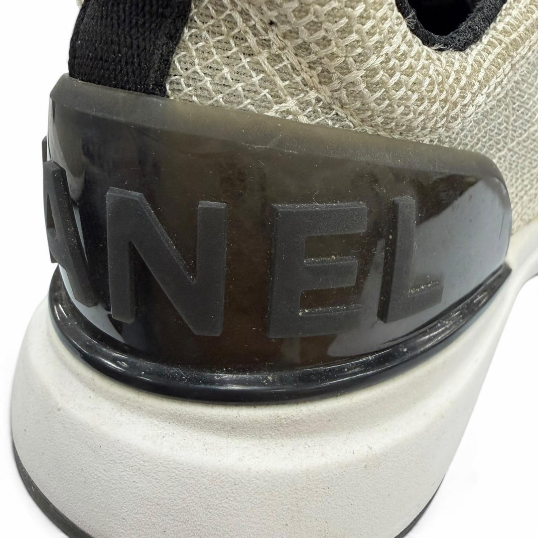 Great CHANEL Low cut sneakers COCO Mark Logo Lace-up beige Women 36 G37129