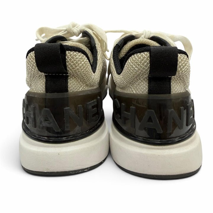 Great CHANEL Low cut sneakers COCO Mark Logo Lace-up beige Women 36 G37129
