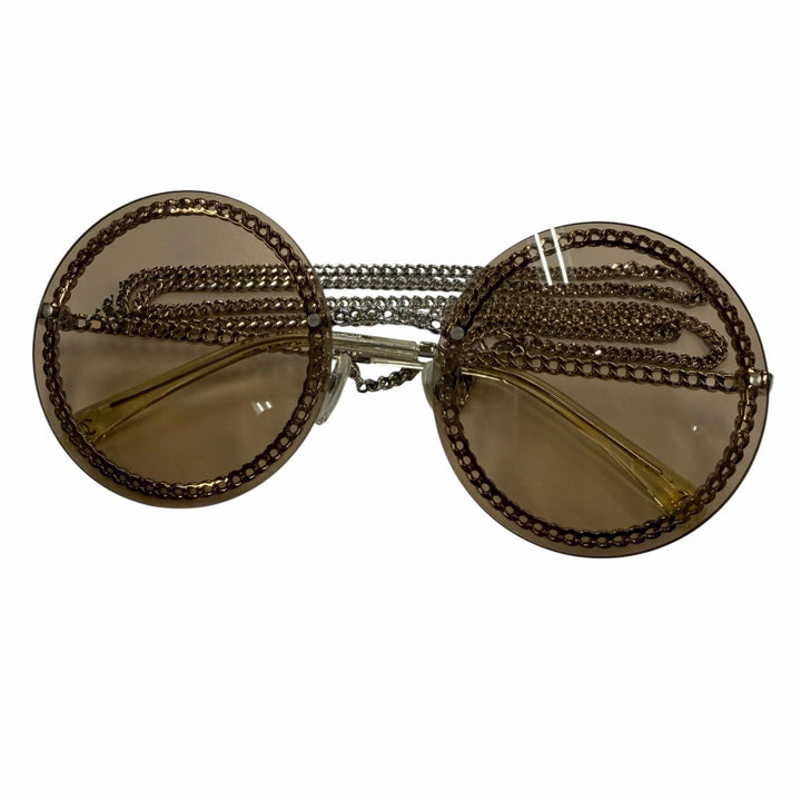 Great CHANEL sunglasses COCO Mark Round Chain Glasses with Cord Women 4245