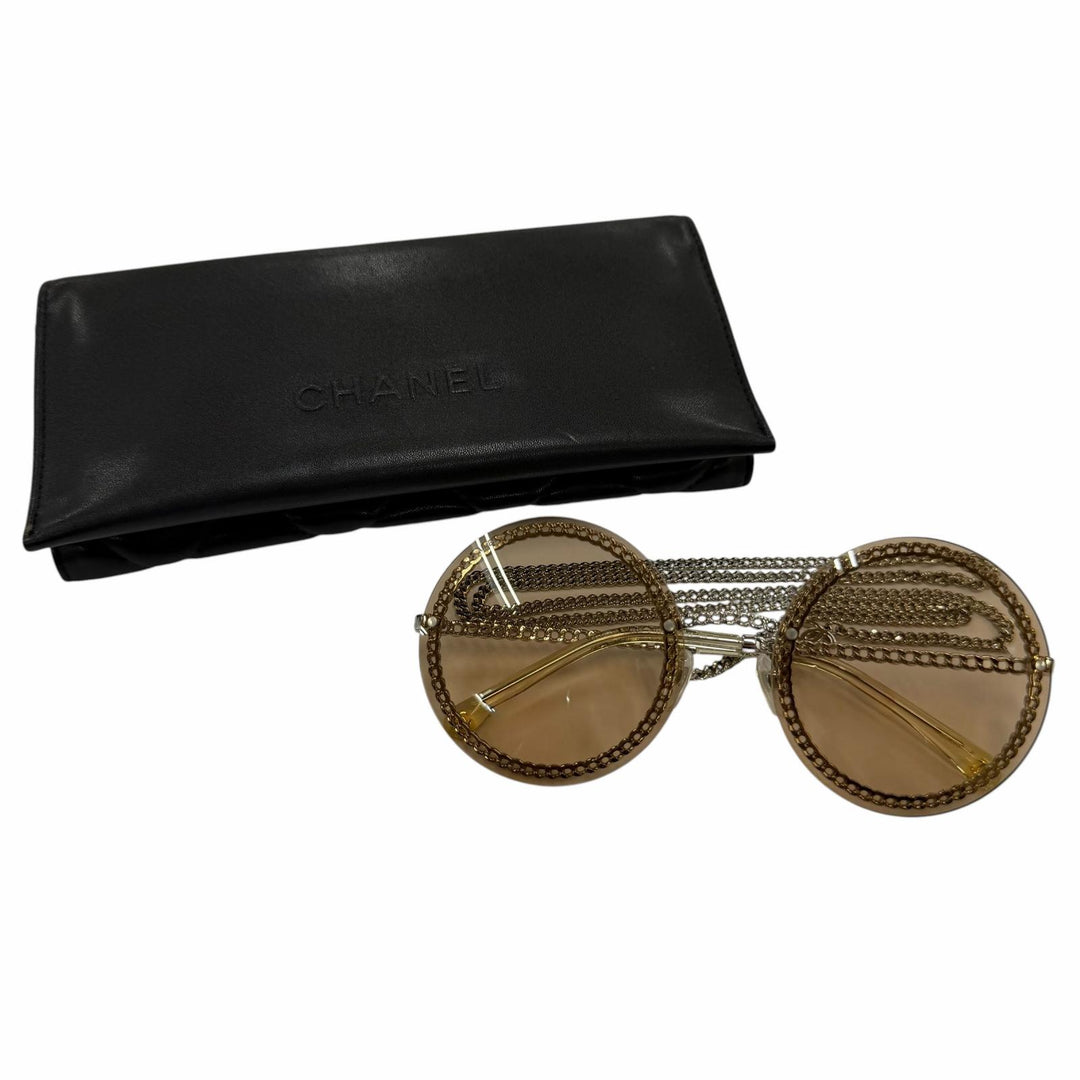 Great CHANEL sunglasses COCO Mark Round Chain Glasses with Cord Women 4245
