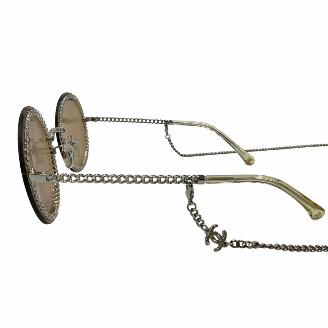 Great CHANEL sunglasses COCO Mark Round Chain Glasses with Cord Women 4245