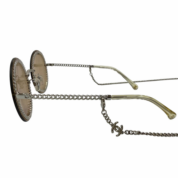 Great CHANEL sunglasses COCO Mark Round Chain Glasses with Cord Women 4245