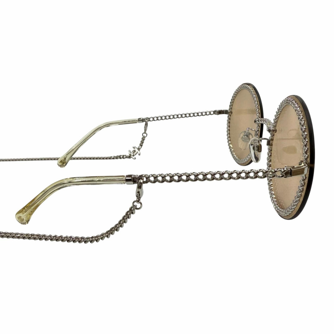 Great CHANEL sunglasses COCO Mark Round Chain Glasses with Cord Women 4245
