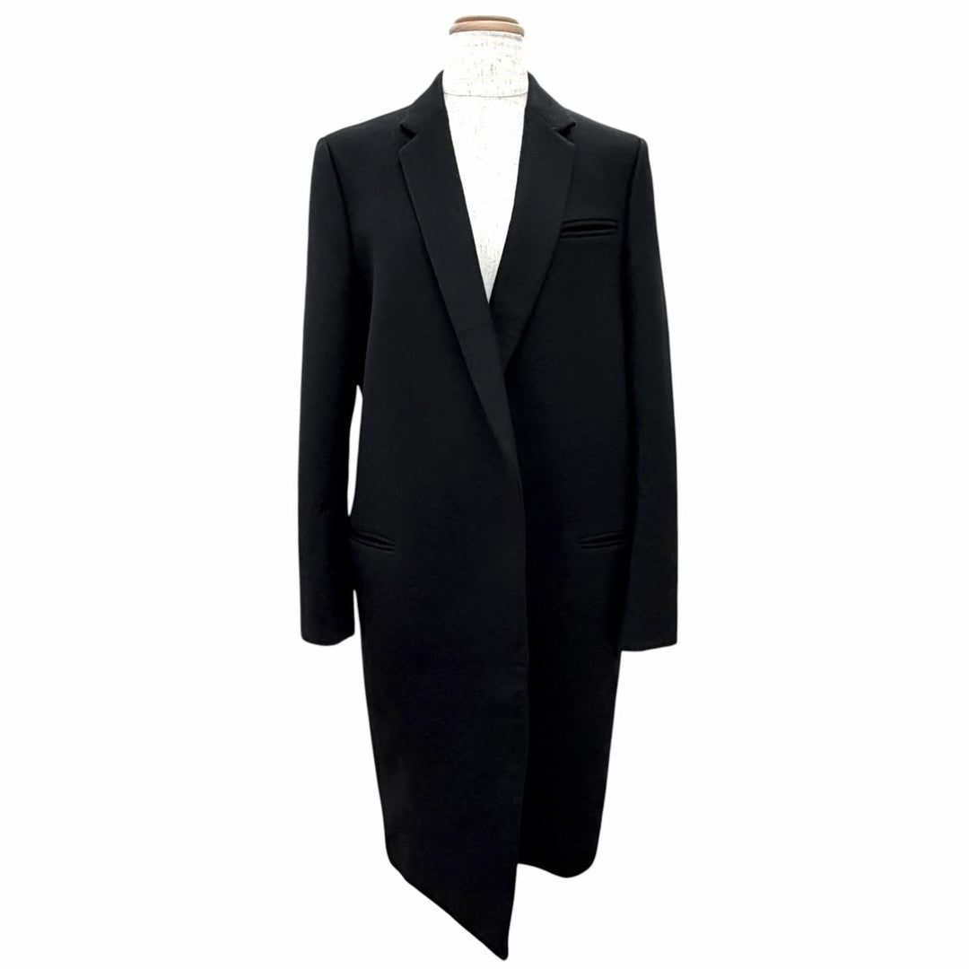 Great CELINE Phoebe Philo era Crombie coat, buttonless, black wool 36 28H284149