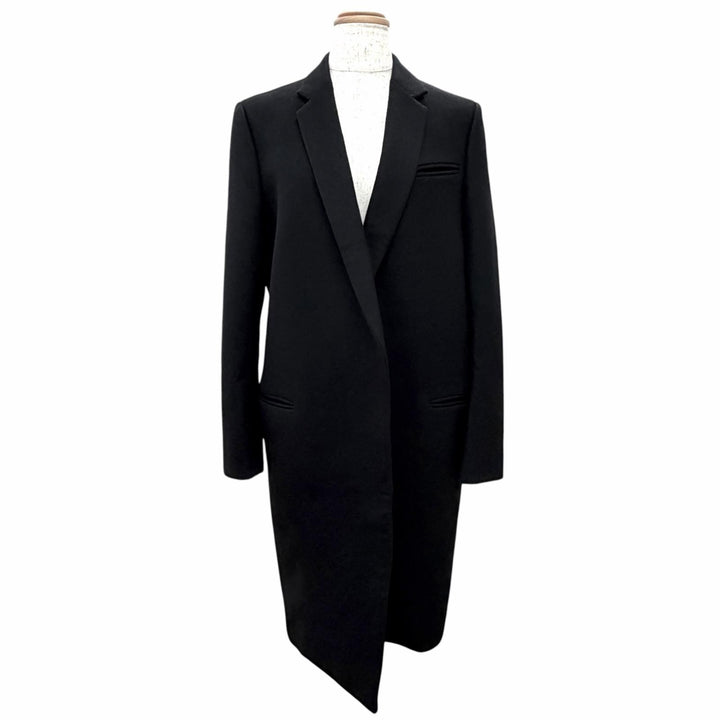 Great CELINE Phoebe Philo era Crombie coat, buttonless, black wool 36 28H284149