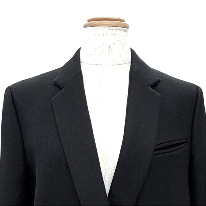 Great CELINE Phoebe Philo era Crombie coat, buttonless, black wool 36 28H284149