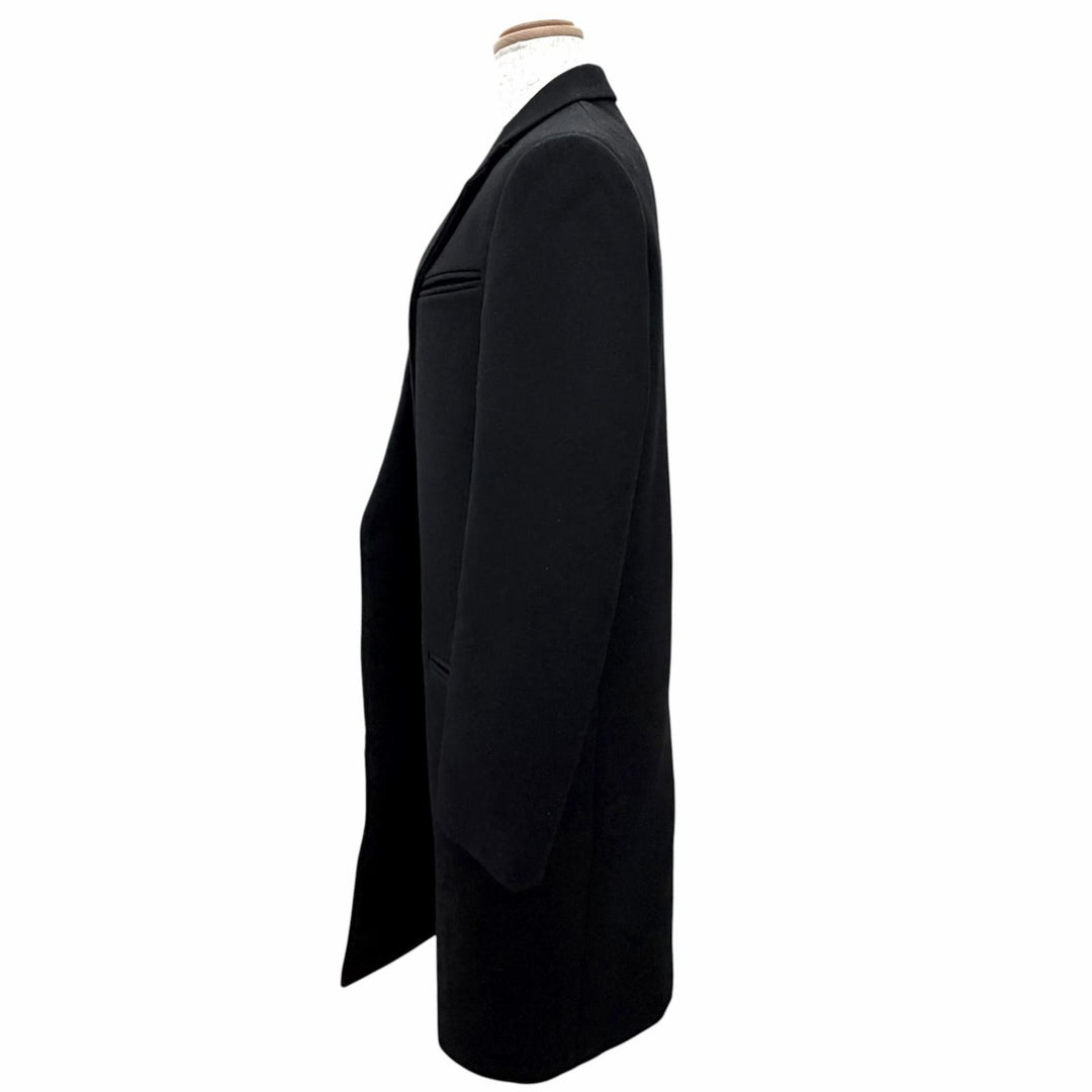 Great CELINE Phoebe Philo era Crombie coat, buttonless, black wool 36 28H284149