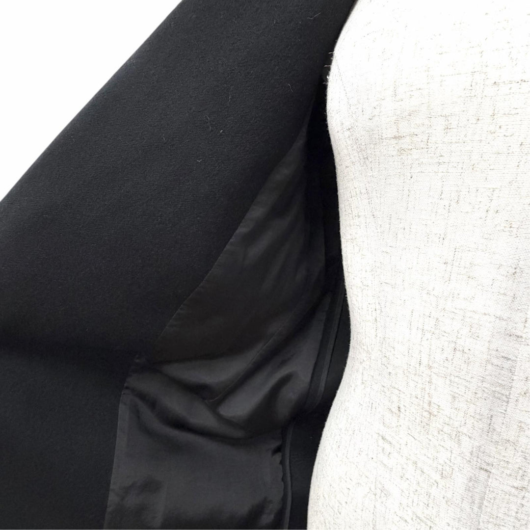 Great CELINE Phoebe Philo era Crombie coat, buttonless, black wool 36 28H284149