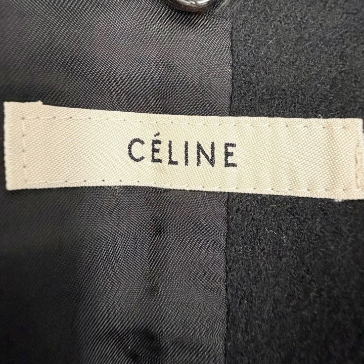 Great CELINE Phoebe Philo era Crombie coat, buttonless, black wool 36 28H284149