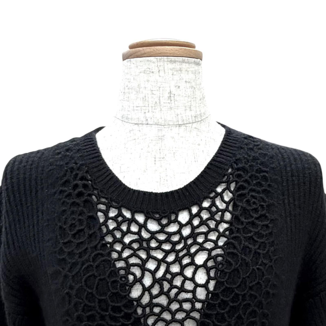 Excellent CHANEL COCO Mark Lion Camellia Design Knit cashmere 38 P50069K06343