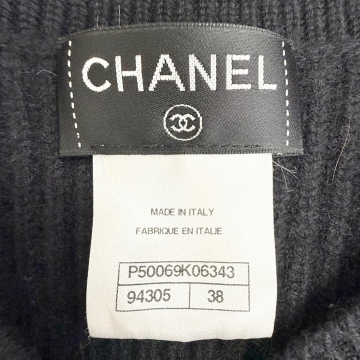 Excellent CHANEL COCO Mark Lion Camellia Design Knit cashmere 38 P50069K06343