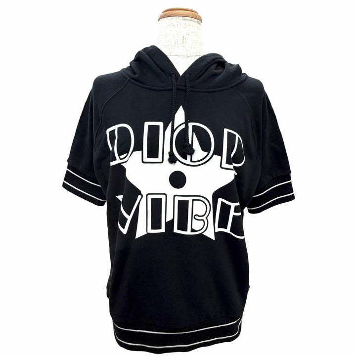 Excellent Christian Dior DIOR VIBE Star Short-Sleeve Hoodie black XS 243S06A4063