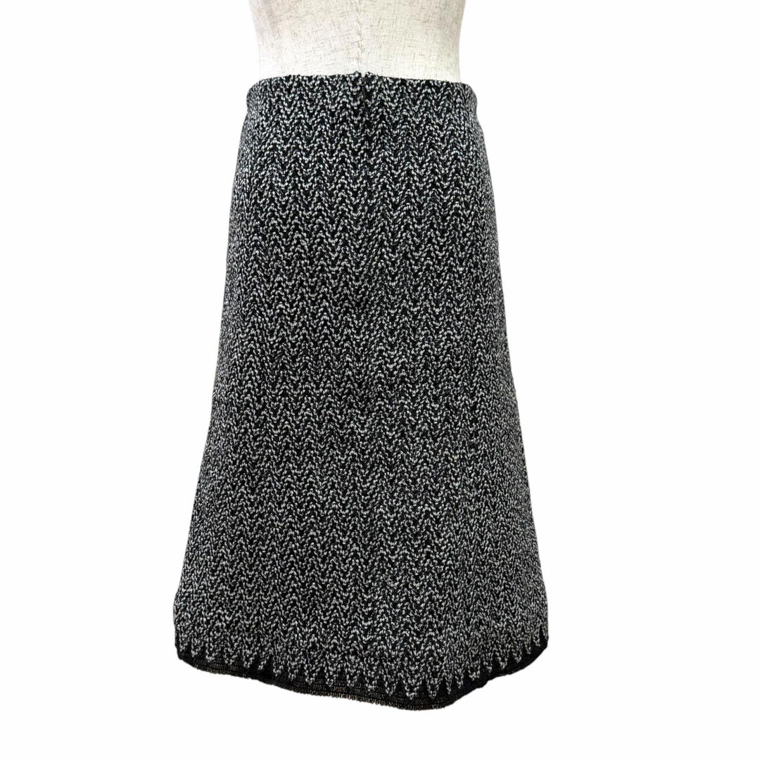 Excellent CHANEL Long skirt COCO Mark Lion Metal Tweed black 36 P56743V30499