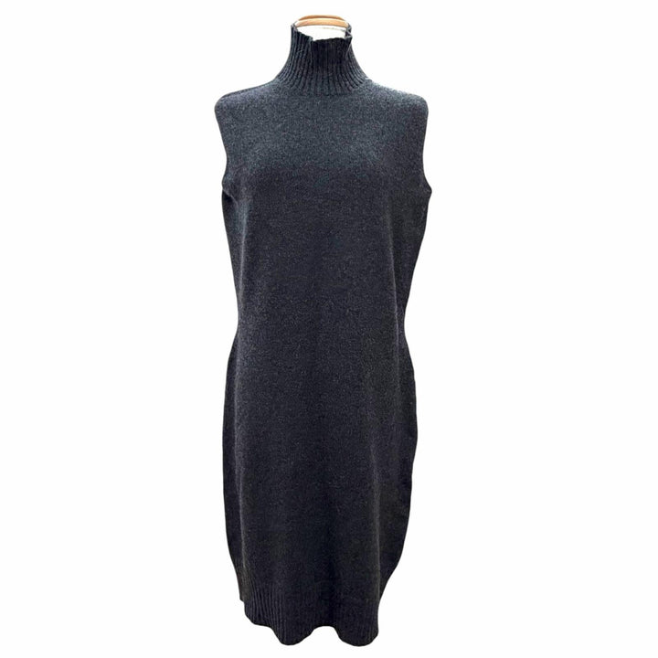 Great HERMES one piece High-neck sleeveless knit Charcoal gray cashmere Women