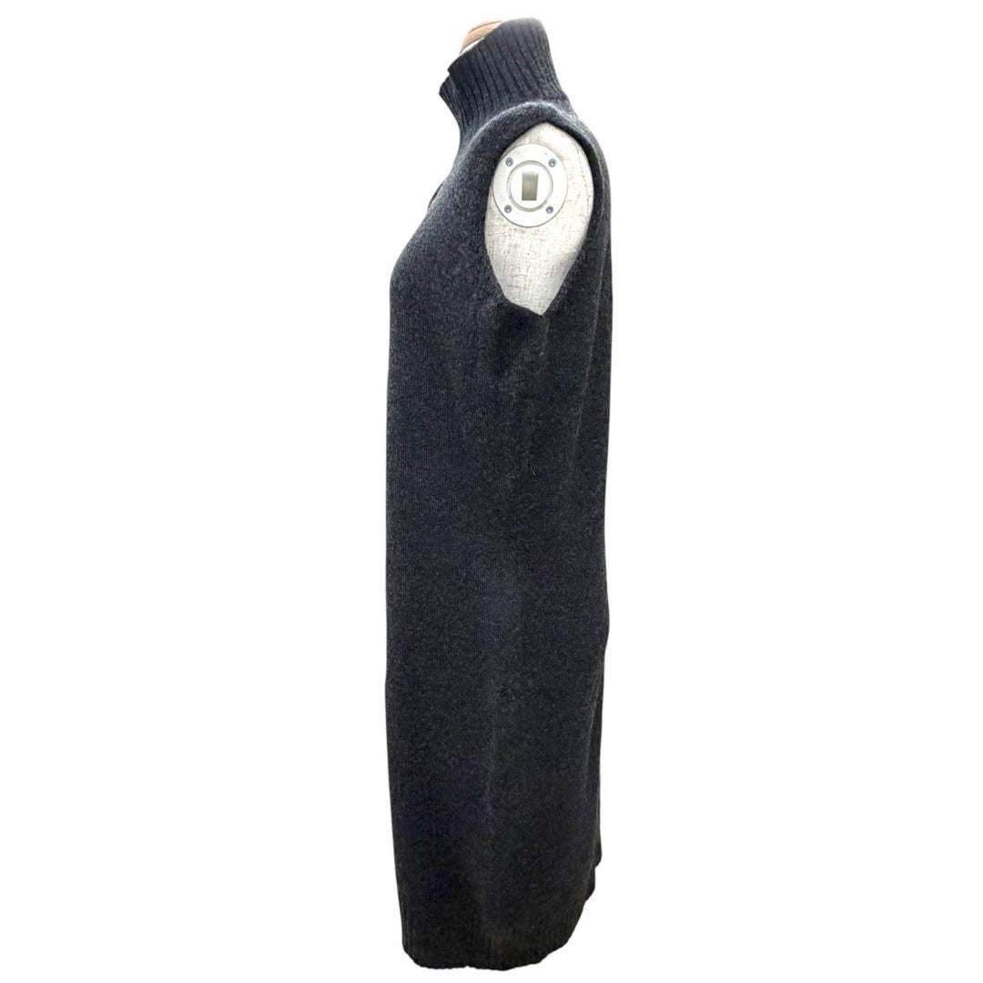 Great HERMES one piece High-neck sleeveless knit Charcoal gray cashmere Women