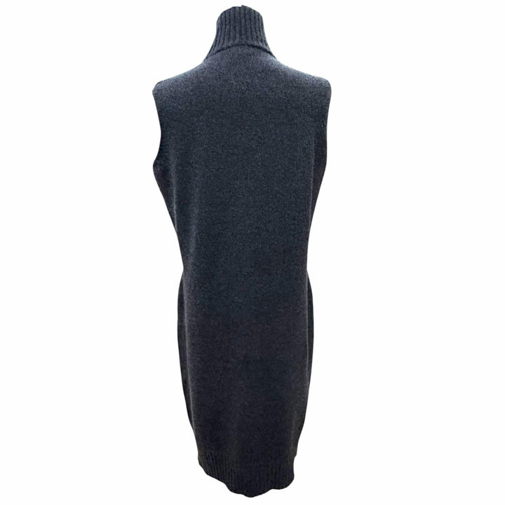 Great HERMES one piece High-neck sleeveless knit Charcoal gray cashmere Women