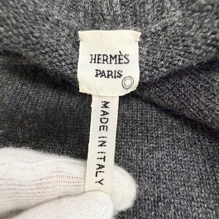 Great HERMES one piece High-neck sleeveless knit Charcoal gray cashmere Women