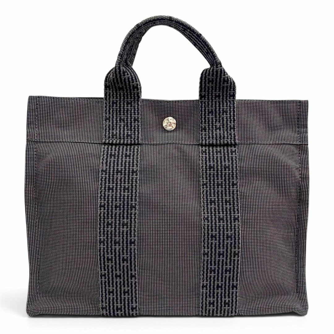 Excellent HERMES Handbag Her Line PM Serie Button Tote Bag gray polyamide Women