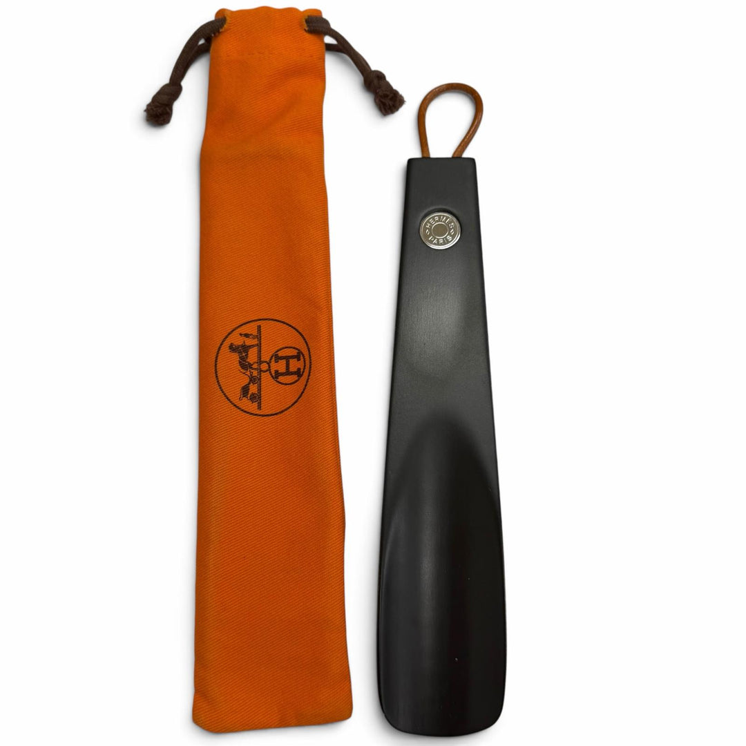 Great HERMES Sellier Button Shoehorn black Wood mens