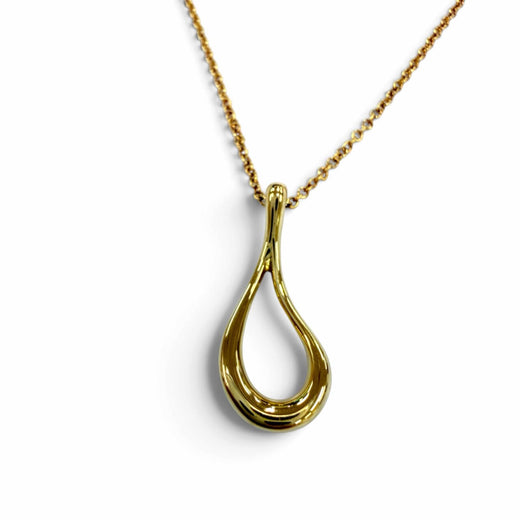 Excellent TIFFANY&Co. Necklace Open Teardrop Pendant Yellow Gold 750 Women
